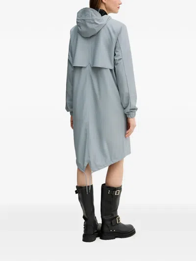 Rains Fishtail Flap-pockets Coat In Blue