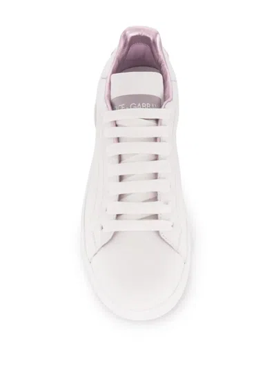 Dolce & Gabbana Calfskin Portofino Sneakers For Women In White