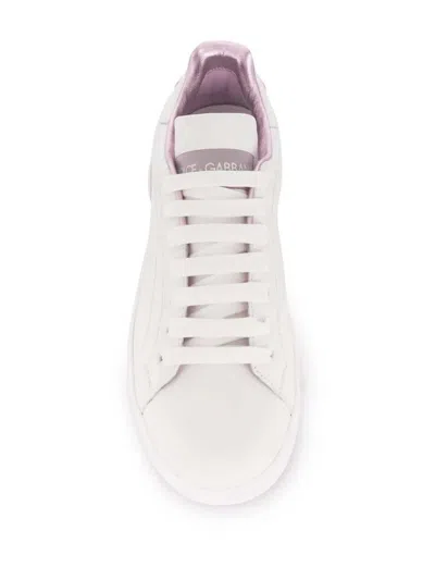 Dolce & Gabbana Calfskin Portofino Sneakers For Women In White