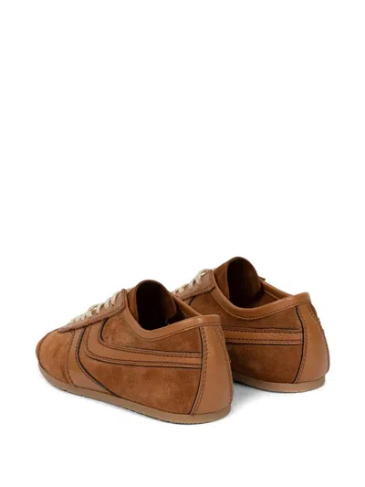 Dries Van Noten Women Beige Low-top Sneakers With Two-tone Lace-up In Suede Woman In Brown