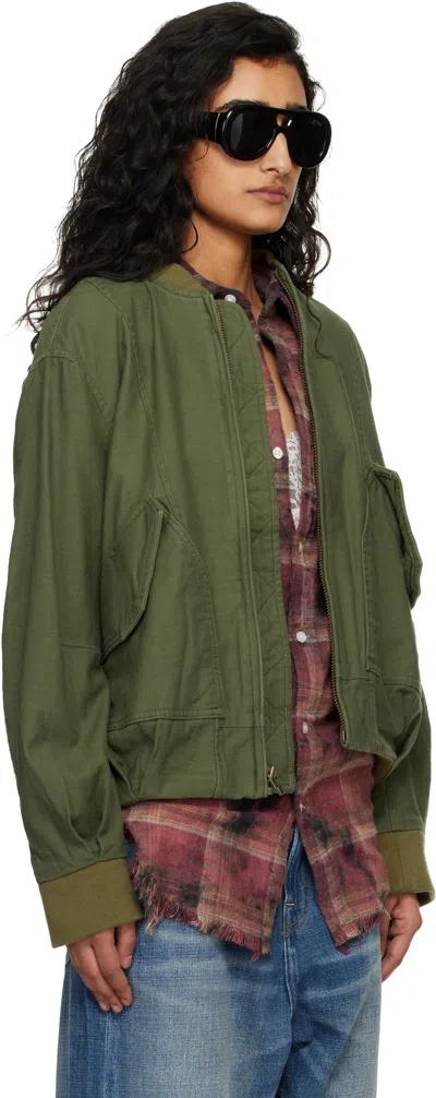 R13 Bubble Pocket Bomber Jacket In Green