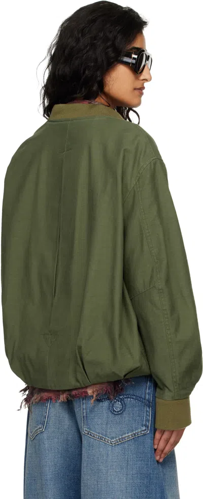 R13 Bubble Pocket Bomber Jacket In Green