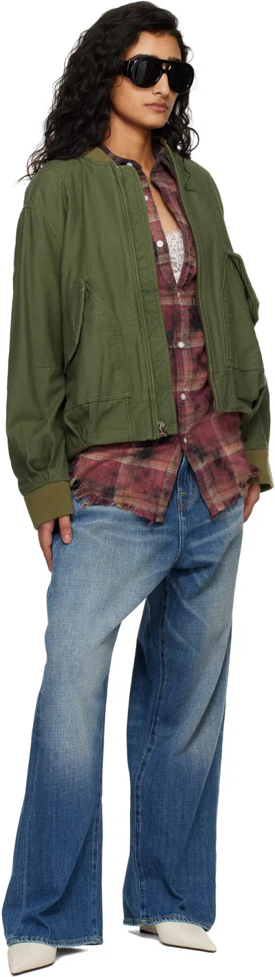 R13 Bubble Pocket Bomber Jacket In Green