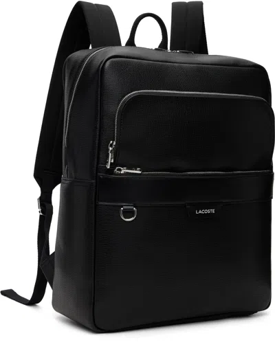 Lacoste Black Ossian Leather Backpack In Black
