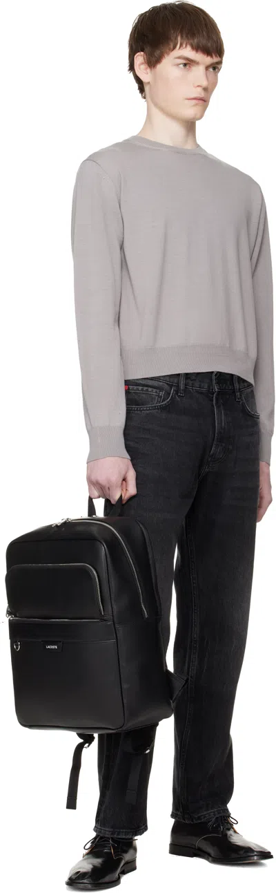 Lacoste Black Ossian Leather Backpack In Black