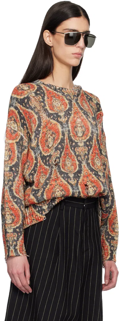 R13 Black & Red Printed Oversized Sweater In Multi