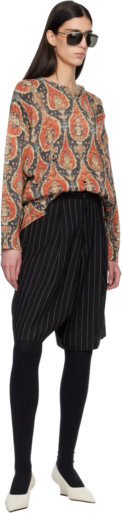 R13 Black & Red Printed Oversized Sweater In Multi