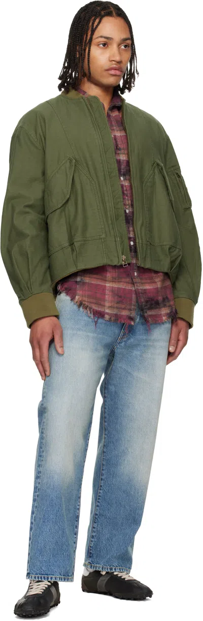 R13 Khaki Bubble Bomber Jacket In Green