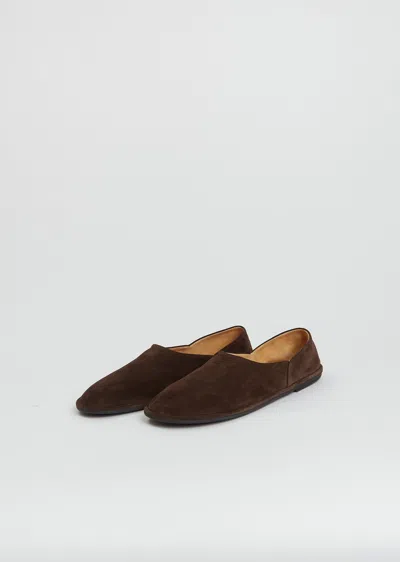 The Row Canal Suede Slip-on Shoes In Brown