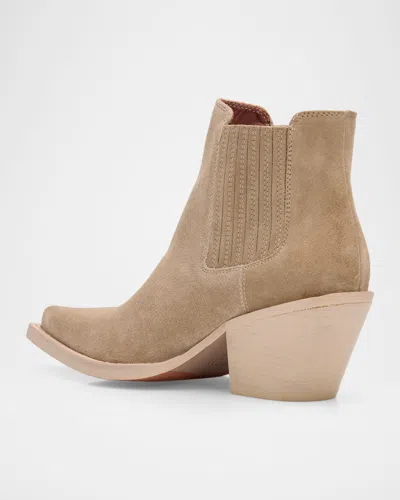 Paris Texas Texan Ankle Boots In Stone Calf Suede Leather In Gray