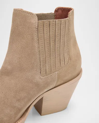 Paris Texas Texan Ankle Boots In Stone Calf Suede Leather In Gray