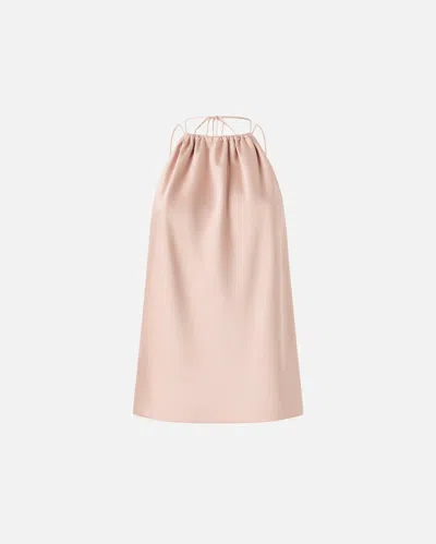 Pinko Carota Pink Sleeveless Top With Adjustable Spaghetti Straps And Ruched Neckline In Tech Fabric Woman In Neutral