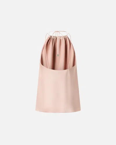 Pinko Carota Pink Sleeveless Top With Adjustable Spaghetti Straps And Ruched Neckline In Tech Fabric Woman In Neutral