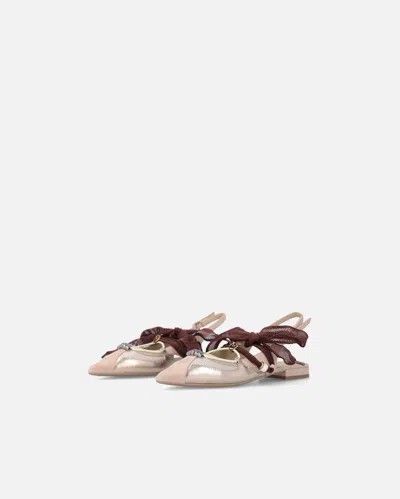Pinko Gianira 30 Slingback Ballerinas In Leather And Mesh In Animal Print
