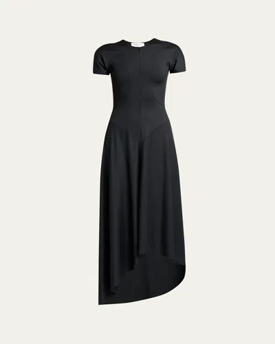 Victoria Beckham Women Black Crew Neck Midi Dress, S Luxury Dresses For Women Darveys In Black