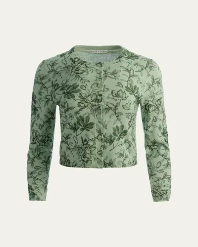 Alice And Olivia Dollie Cardigan Mystic Garden Sage In Green