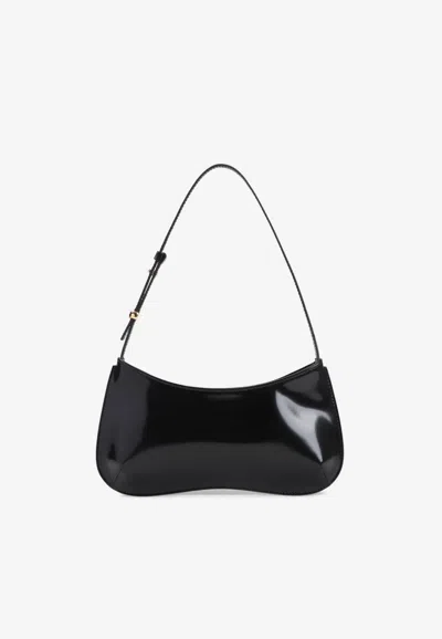 Jacquemus Versatile Shoulder Bag Adjustable Strap Smooth Finish In Black