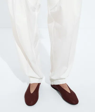 Bottega Veneta Women Rosa Flat Leather Ballerinas With Intrecciato Motif In Brown