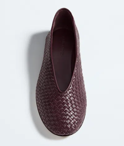 Bottega Veneta Women Rosa Flat Leather Ballerinas With Intrecciato Motif In Brown