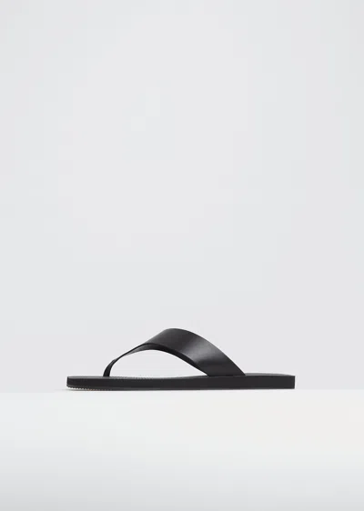 The Row Dune Classic Ginza Leather Flip Flops In Black