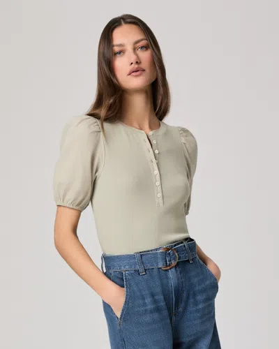 Paige Brandy Puff Sleeve Shirt In Green