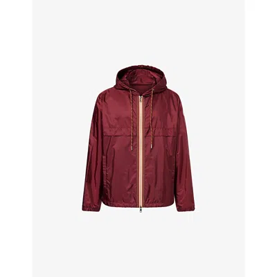 Moncler Hooded Jacket With Adjustable Hood For Men In Burgundy