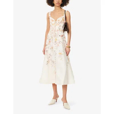 Zimmermann Luna Buttoned Picnic Dress In Cream Songbird In Multi