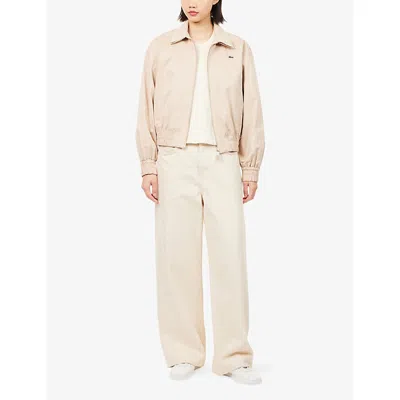 Lacoste Collared Zip Jacket In Neutral