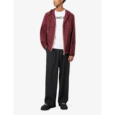 Moncler Mens White Flocked-logo Badge Short-sleeve Cotton-jersey T-shirt