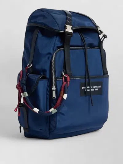 Dsquared2 Backpack Rope Detail Adjustable Straps Top Handle In Blue