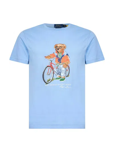 Polo Ralph Lauren Short Sleeve Jersey Knit Novelty Summer Bear Tee In Blue