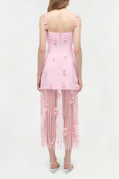 Simkhai Juliana Embellished Fringed Linen-blend Midi Dress In Pink