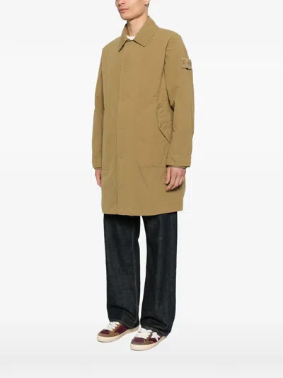 Stone Island Buttoned Parka In Brown