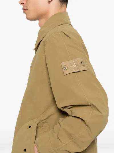 Stone Island Buttoned Parka In Brown