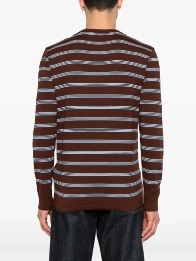 Moncler Striped Crew-neck T-shirt In Brown