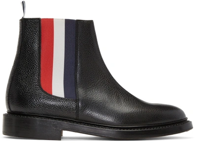 Thom Browne Leather Tricolor Panel Chelsea Boots In Black