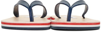 Shop Thom Browne Navy Leather Sandals