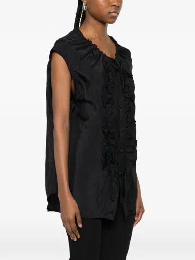 Plan C Ruffled Blouse In Black