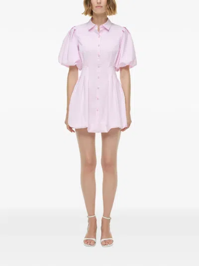 Simkhai Cleo Balloon Pintuck Poplin Mini Dress In Pink