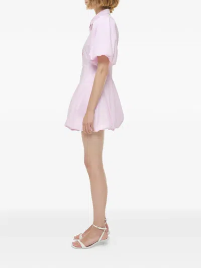 Simkhai Cleo Balloon Pintuck Poplin Mini Dress In Pink