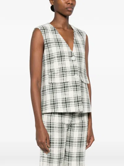 Imroska Check-pattern Buttoned Gilet In Multi