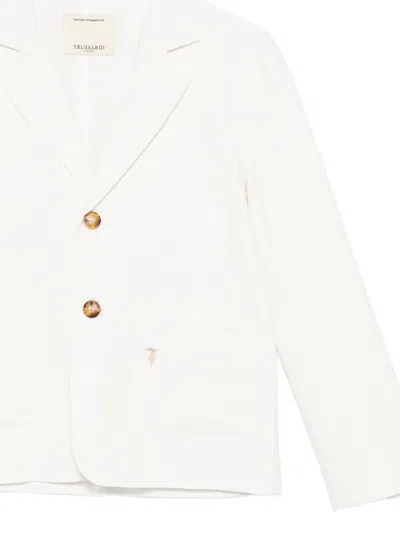 Trussardi Junior Button Pocket Blazer In White