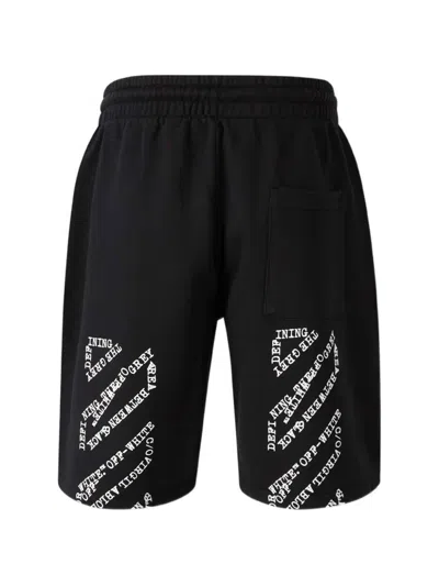 Off-white Drawstring Printed Shorts In Black