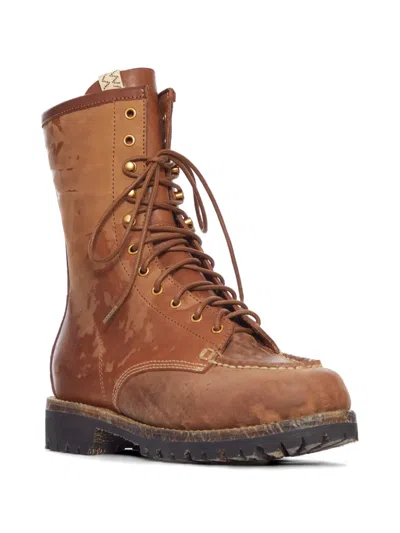 Visvim Hi-folk Scout Moc Distressed Leather Boots In Multi