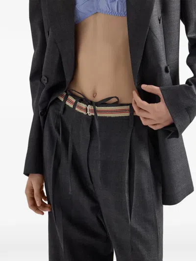 Prada Checked Wool Pants In Black