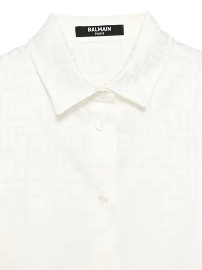 Balmain Buttoned Pattern Shirt In White