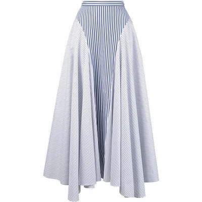 Shop Adam Lippes Striped Asymmetric Skirt