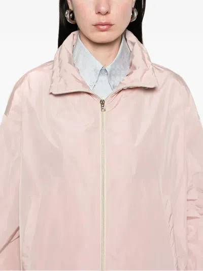 Herno High Collar Zip Jacket In Pink