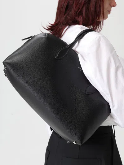 Totême Leather Handbag With Engraved Logo On The Front In Black