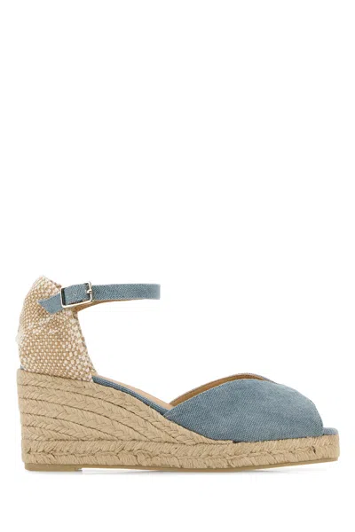 Castaã±er Light Blue Ankle Strap Wedge Espadrilles In Blue